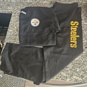 Black Steelers Scrub Set Size Medium
